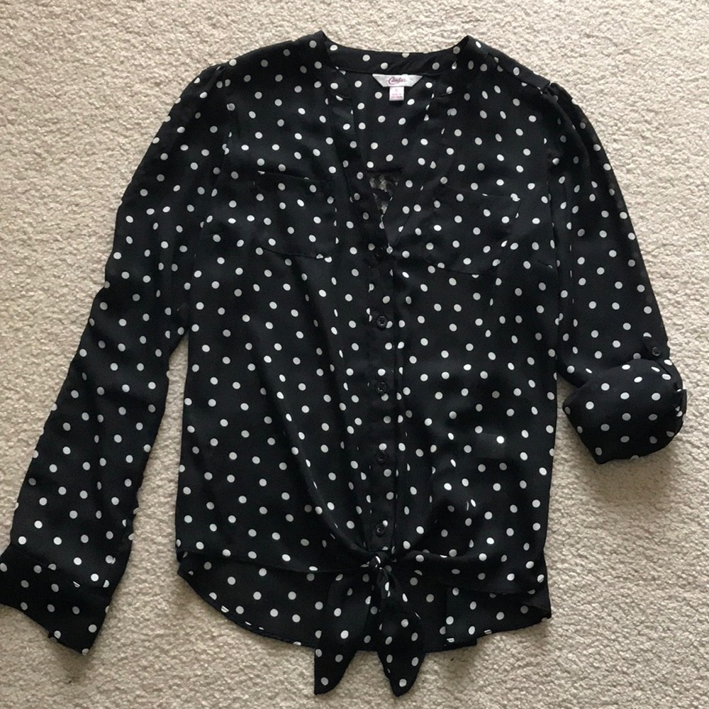 Candies black/white polka dot button-up 😍 size sm